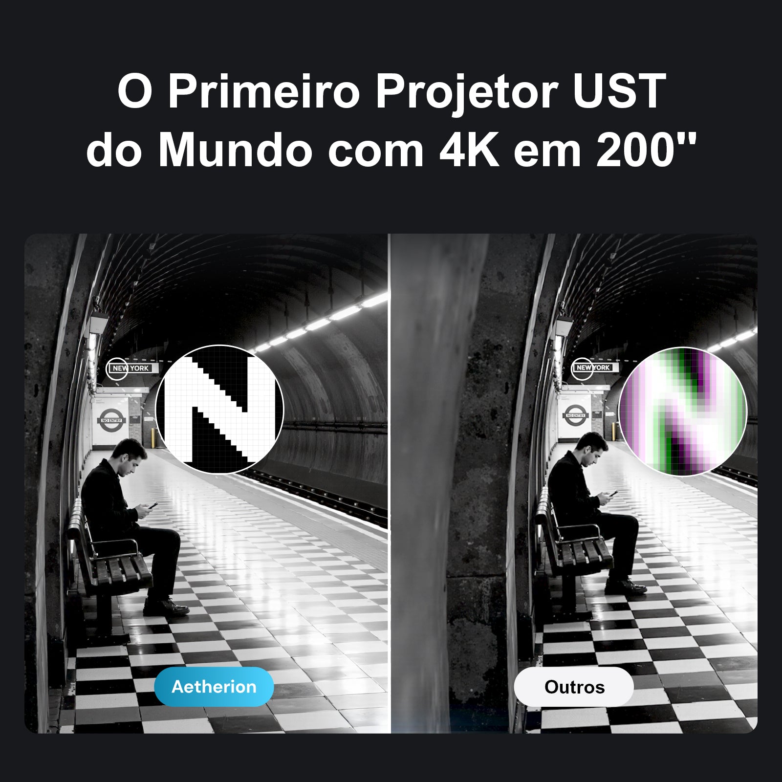 AWOL Vision Aetherion Pro - Projetor Laser RGB de Ultra Curta Distância 4K com 2600 Lúmens ISO, Dolby Vision 200" IMAX Enhanced e Google TV