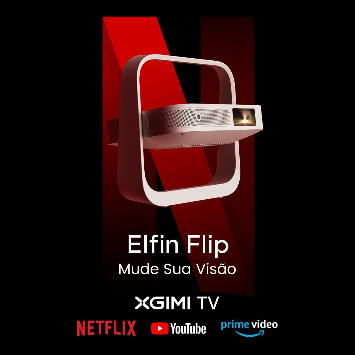 XGIMI Elfin Flip Projetor Portátil LED 1080P 400 Lúmens ISO Com Netflix Oficial