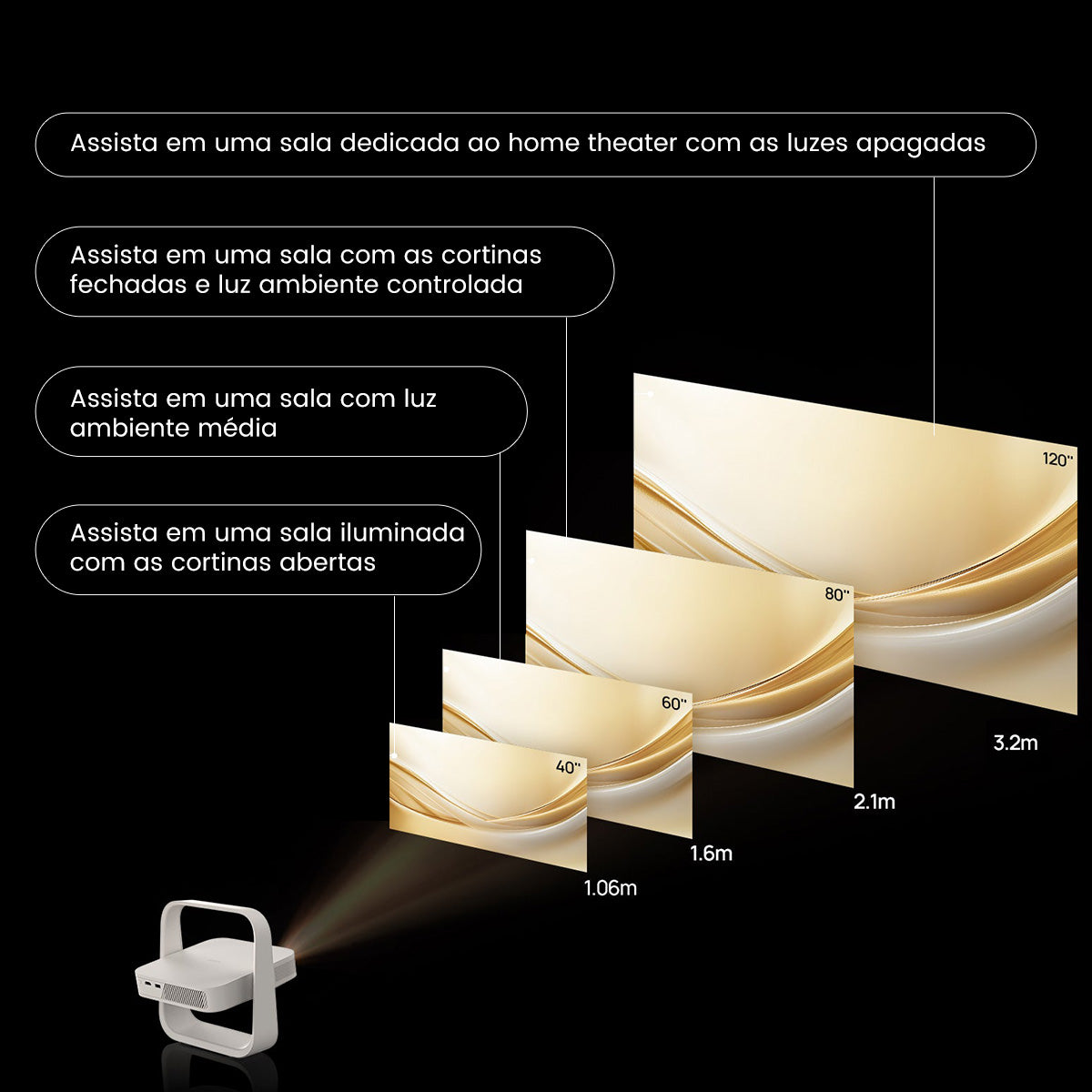 XGIMI Elfin Flip Projetor Portátil LED 1080P 400 Lúmens ISO Com Netflix Oficial