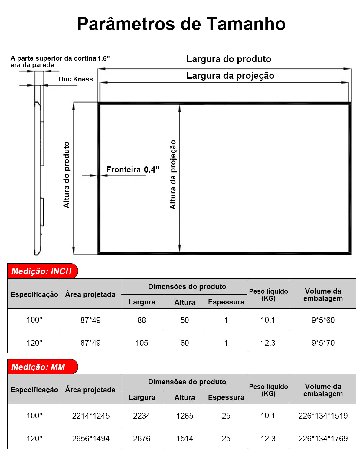 Tela de Projeção Black Series NothingProjector 4K ALR CLR para Projetor de Ultra Curta Distância, 100" e 120"