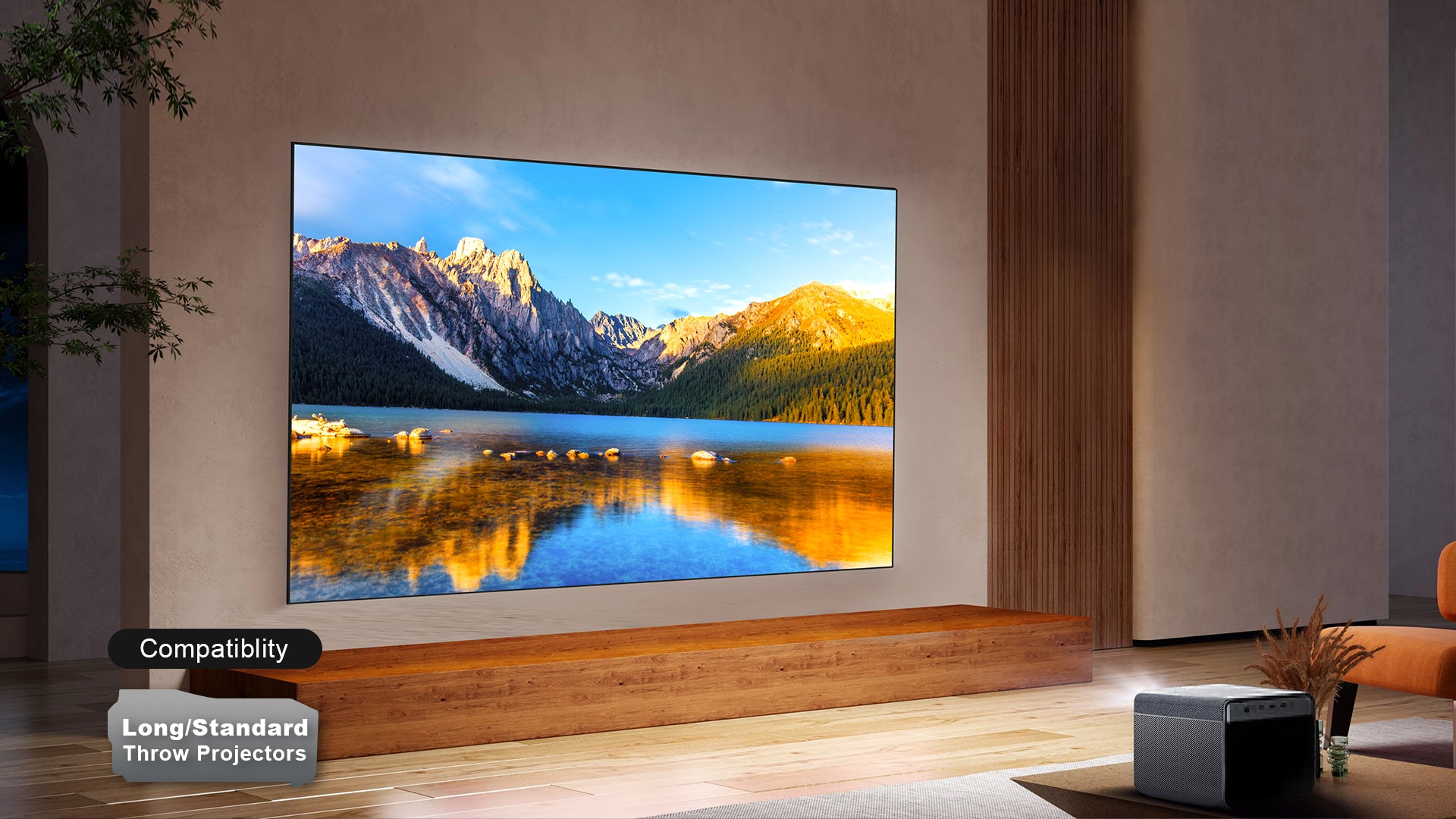 Tela ALR NothingProjector para longa distância compatível com projetores long throw e standard throw.