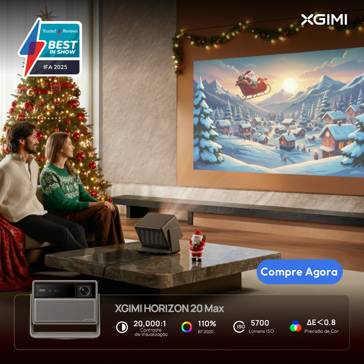 XGIMI Horizon 20 Max - 4K Laser Triplo Projetor para Home Theater com 5700 lúmens ISO