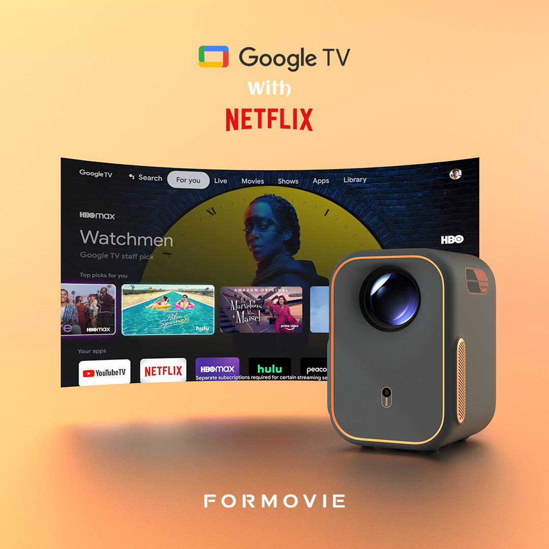 (FS) Formovie Xming Episode One - Mini Projetor Portátil LED 1080p Google TV Netflix 150 Lúmens ISO