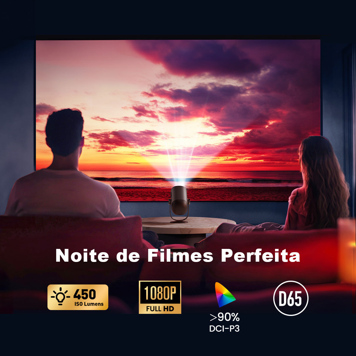 Dangbei Freedo Projetor Portátil 1080P Google TV com Netflix Licenciado e Suporte Inclinável de 165°