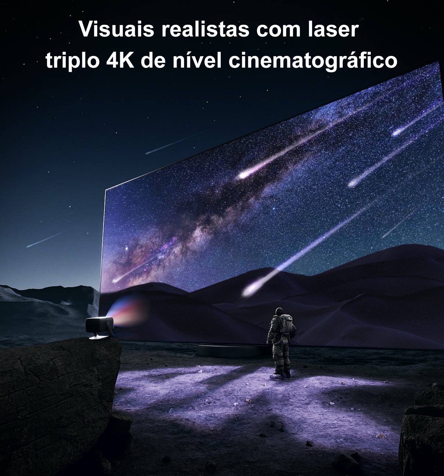 Projetor JMGO N1S Ultimate 4K a Laser para Áreas Externas com 3300 Lúmens ISO, Google TV e Netflix Integrado