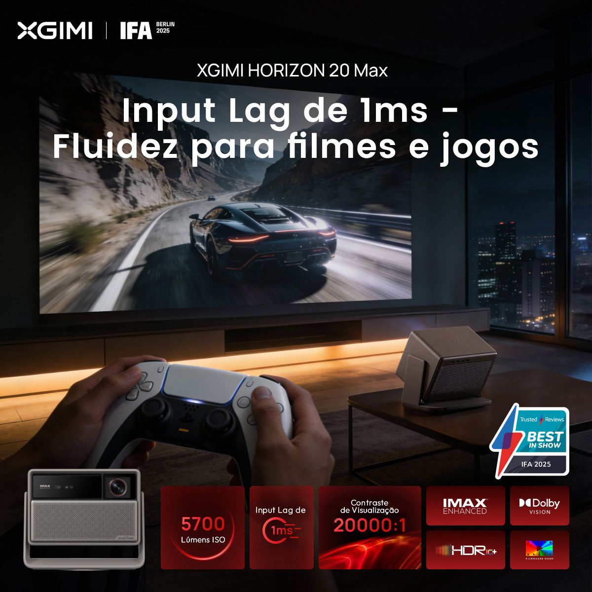 XGIMI Horizon 20 Max - 4K Laser Triplo Projetor para Home Theater com 5700 lúmens ISO