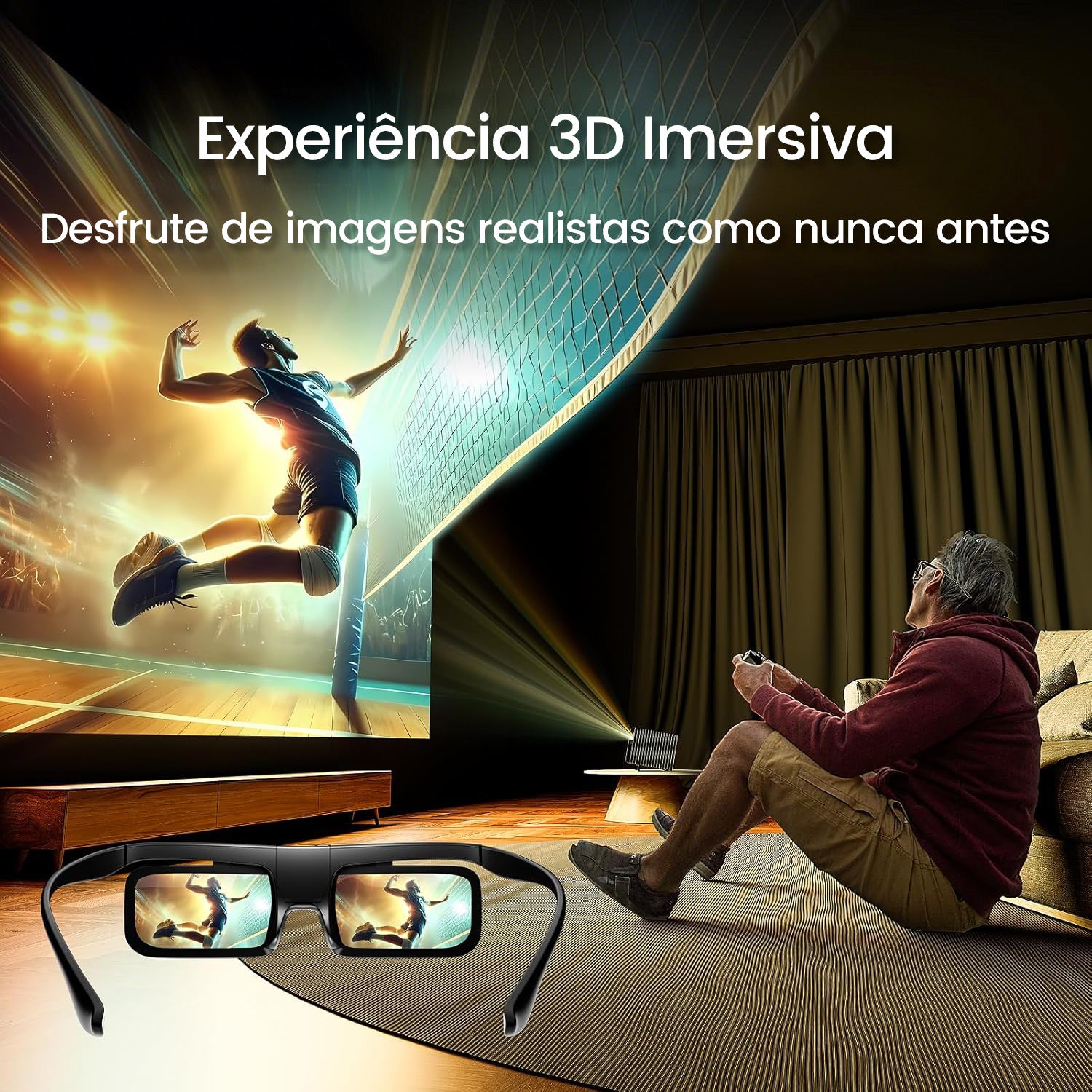 4 Óculos 3D DLP Ativo Projetores