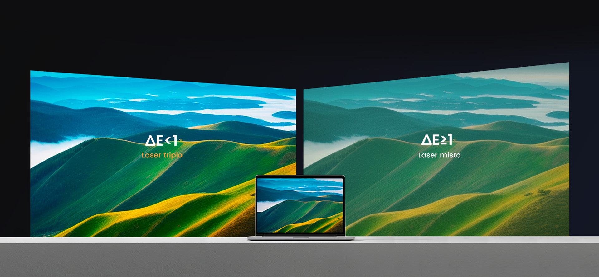 Comparação de fidelidade de cores: laser triplo vs. laser misto