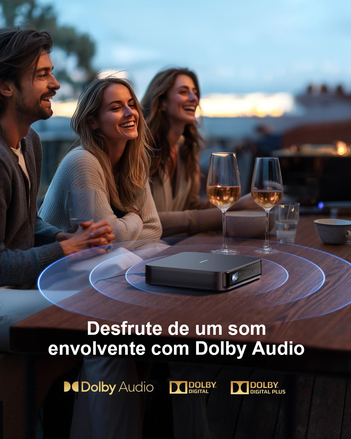 Dangbei Atom - Mini Projetor Portátil DLP a Laser ALPD 1080P com Google TV e Netflix, de 1200 Lúmens ISO, 3D e Dolby Audio