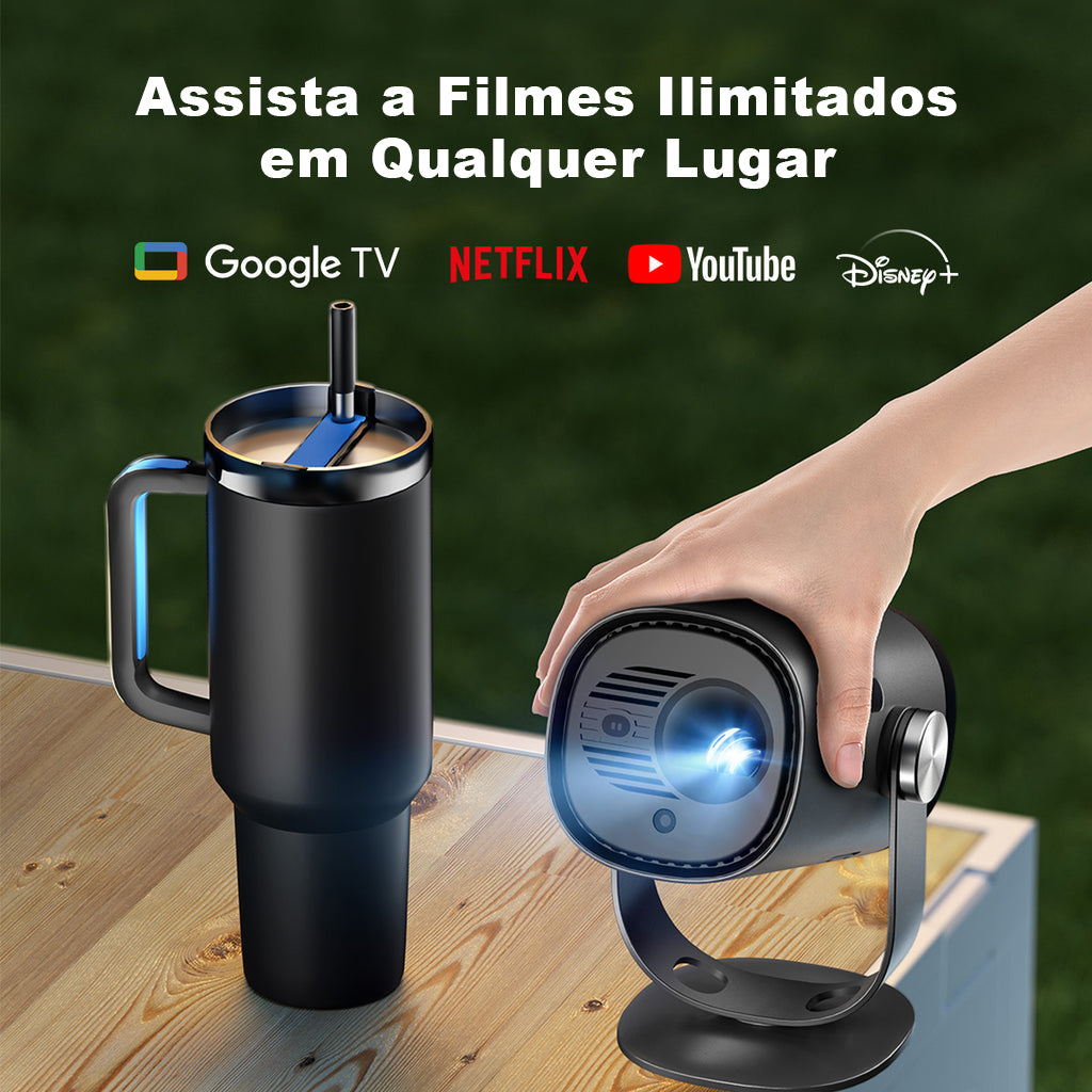 Dangbei Freedo Projetor Portátil 1080P Google TV com Netflix Licenciado e Suporte Inclinável de 165°