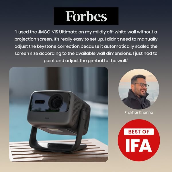 Projetor JMGO N1S Ultimate 4K a Laser para Áreas Externas com 3300 Lúmens ISO, Google TV e Netflix Integrado