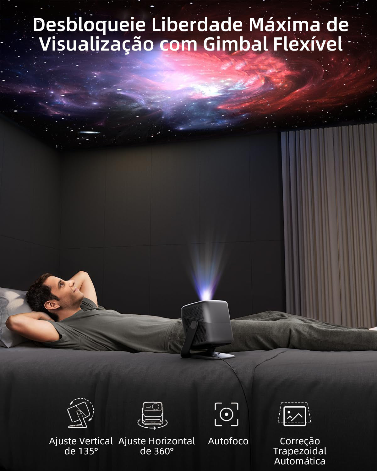 Projetor JMGO N1S Ultimate 4K a Laser para Áreas Externas com 3300 Lúmens ISO, Google TV e Netflix Integrado