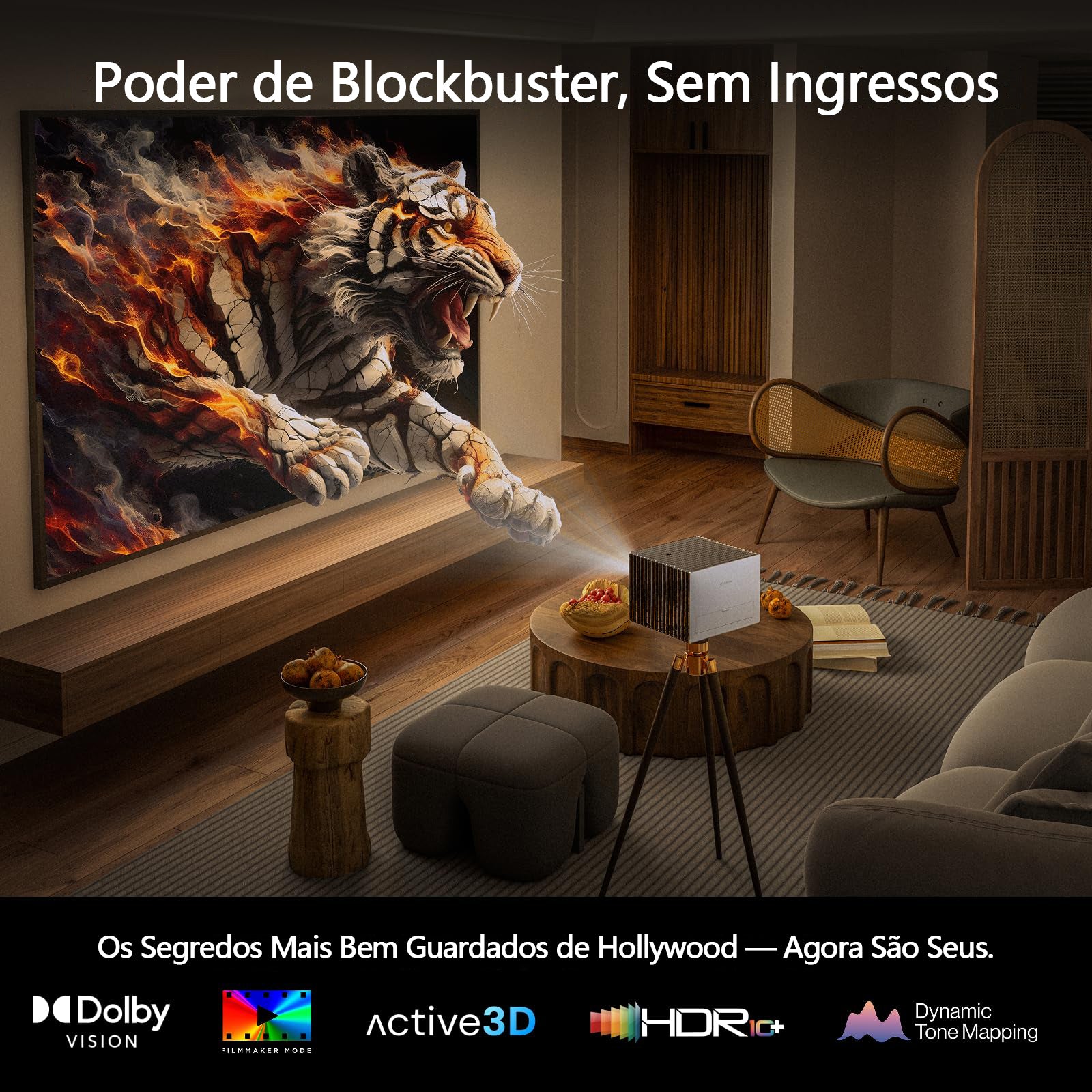 Valerion VisionMaster Pro 2 - Projetor de Longa Distância 4K Laser 3D Triplo RGB 3000 Lúmens ISO 300" IMAX