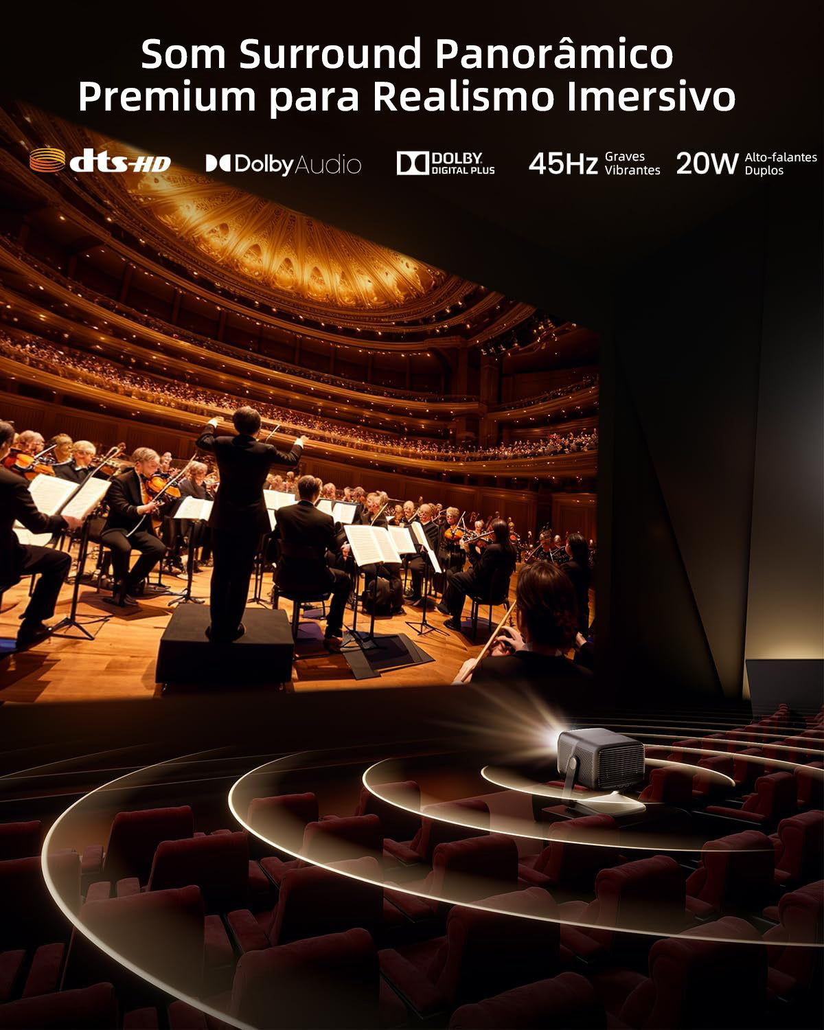 Projetor JMGO N1S Ultimate 4K a Laser para Áreas Externas com 3300 Lúmens ISO, Google TV e Netflix Integrado