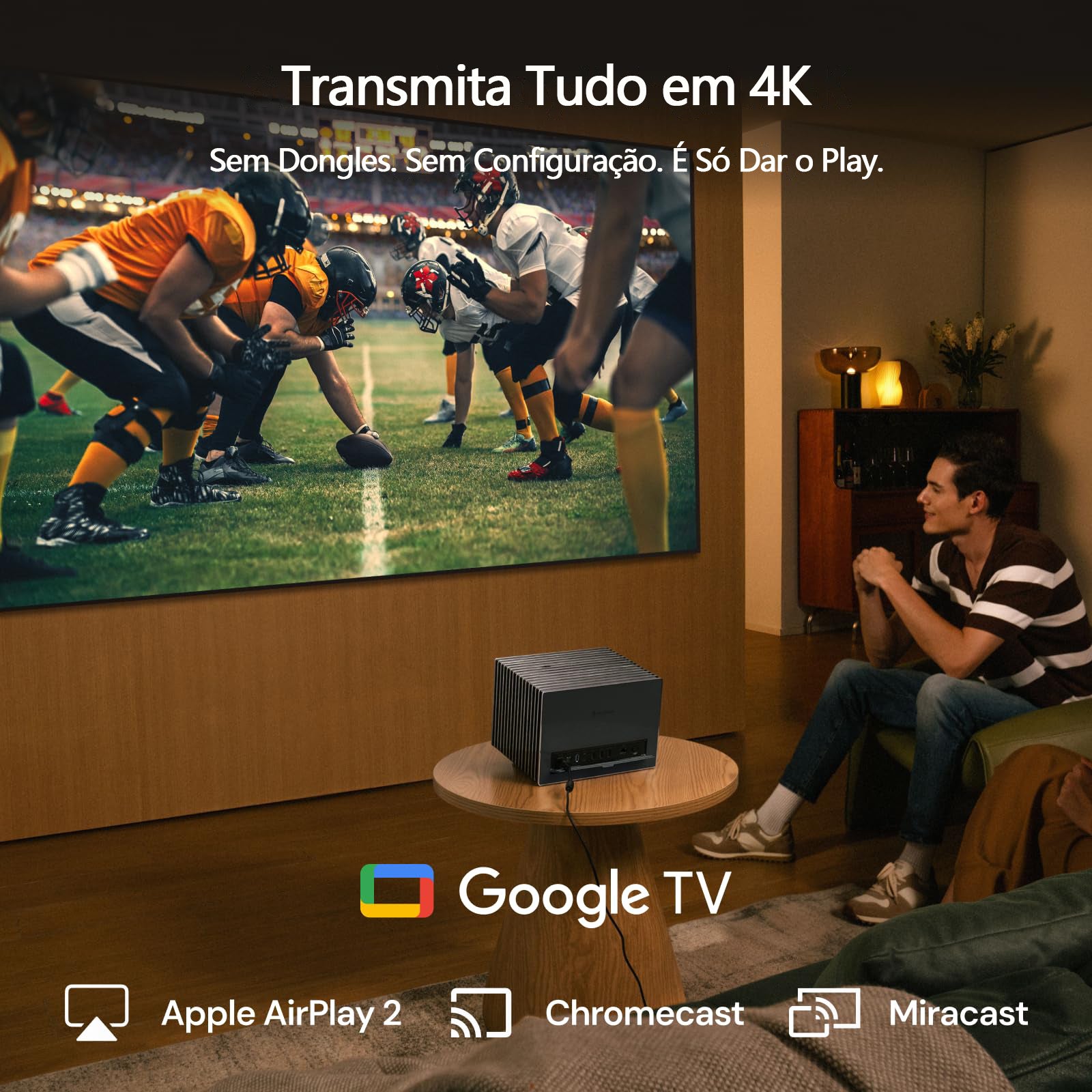 Valerion VisionMaster Pro 2 - Projetor de Longa Distância 4K Laser 3D Triplo RGB 3000 Lúmens ISO 300" IMAX