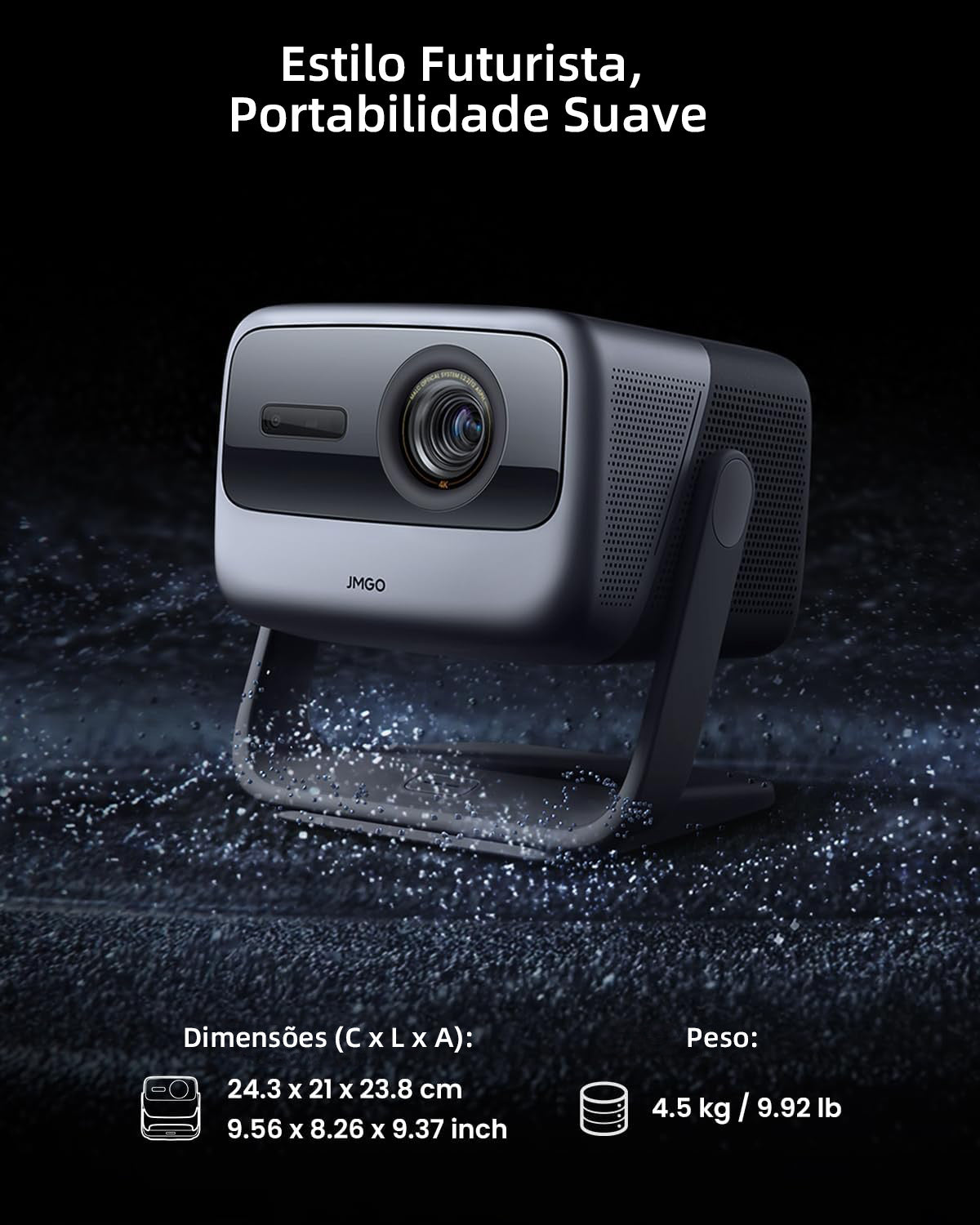 Projetor JMGO N1S Ultimate 4K a Laser para Áreas Externas com 3300 Lúmens ISO, Google TV e Netflix Integrado