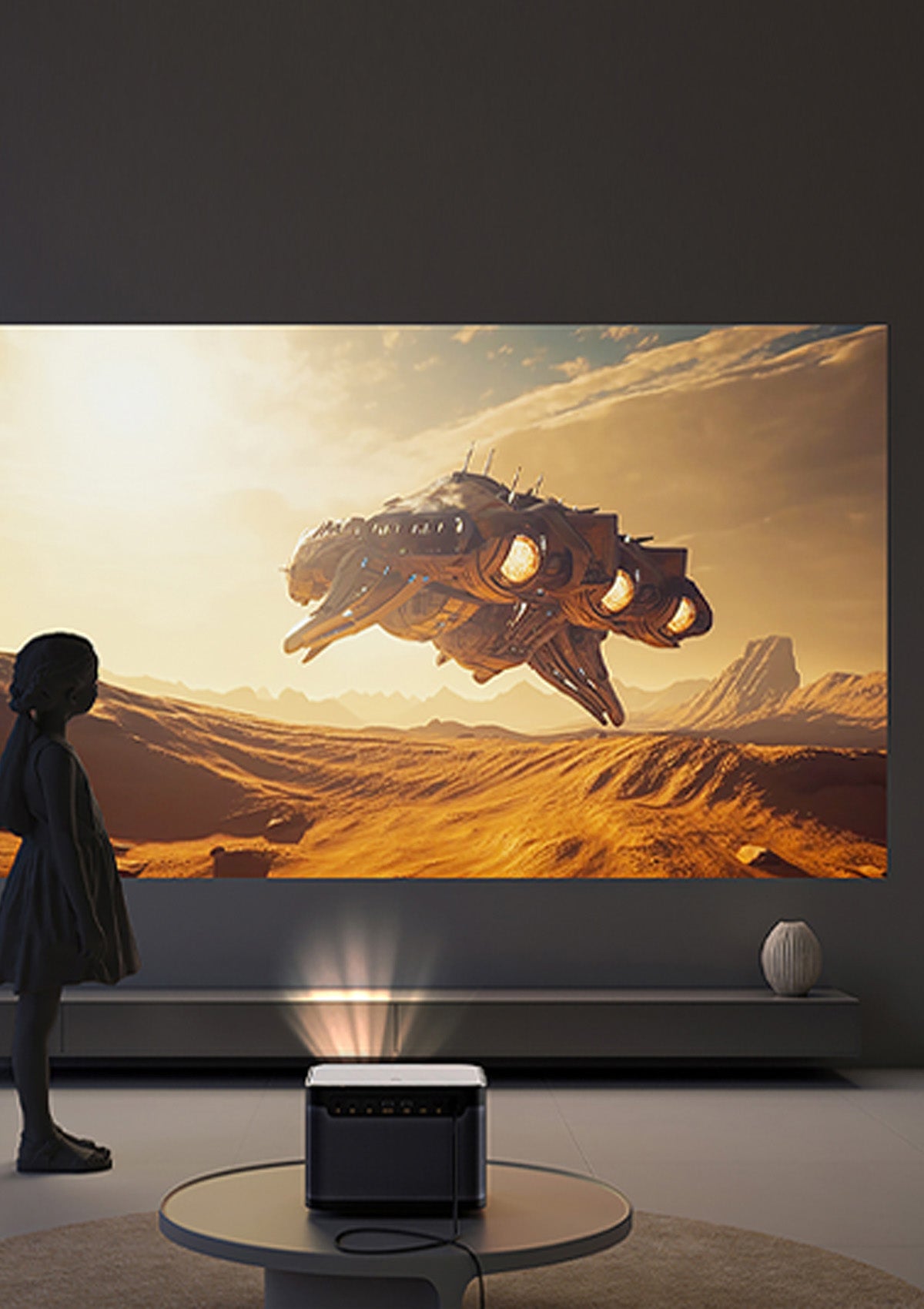 Tela para projetor longa distância projetada para visualização confortável e segura para os olhos.