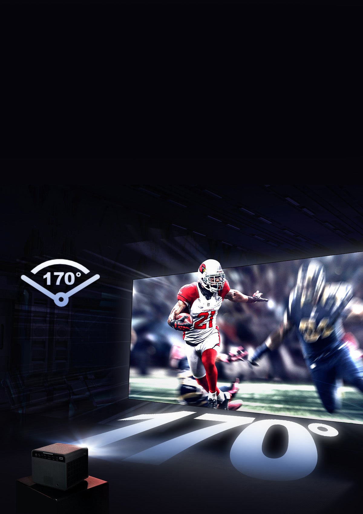 Tela ALR NothingProjector com ângulo de visão amplo de 170° para visualização uniforme em qualquer posição