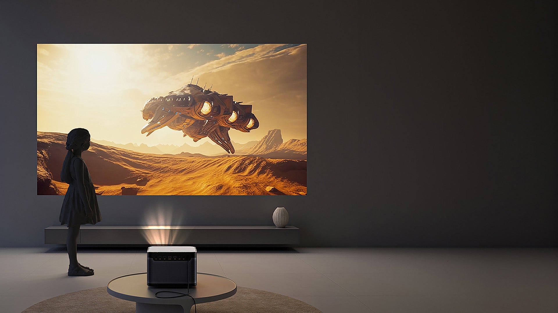 Tela para projetor longa distância projetada para visualização confortável e segura para os olhos.