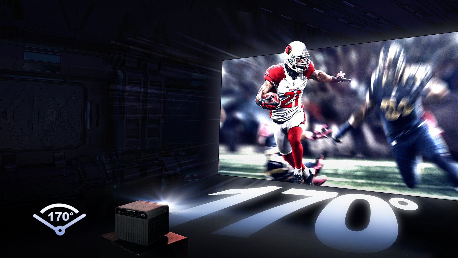 Tela ALR NothingProjector com ângulo de visão amplo de 170° para visualização uniforme em qualquer posição