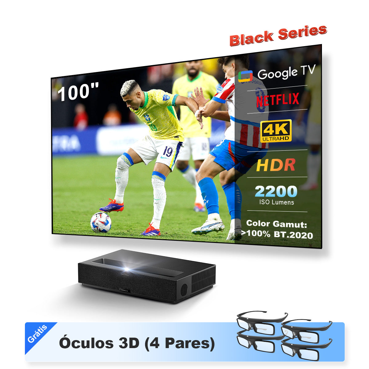 Formovie Theater Premium - Projetor de Ultra Curta Distância 4K Laser Triplo ALPD 3D RGB 2200 Lúmens ISO Dolby Vision HDR10+