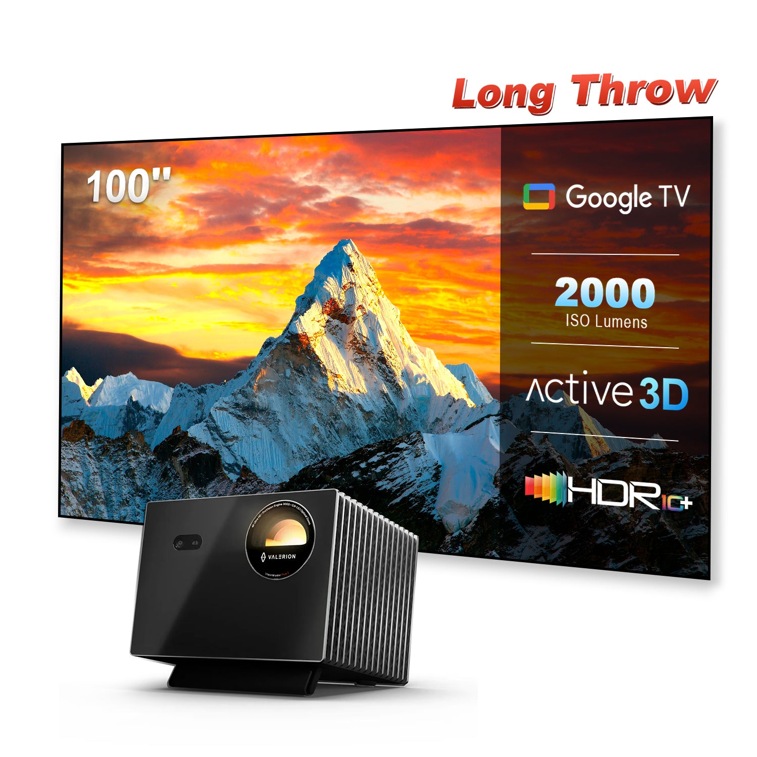 Valerion StreamMaster Plus 2 Projetor 4K RGB com Laser Triplo 2000 Lúmens ISO