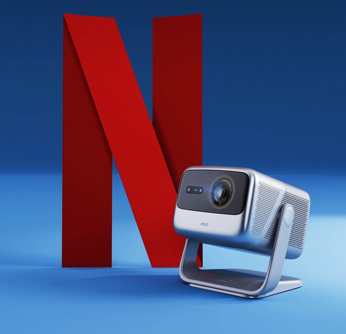 Projetor JMGO N1S Ultimate 4K a Laser para Áreas Externas com 3300 Lúmens ISO, Google TV e Netflix Integrado