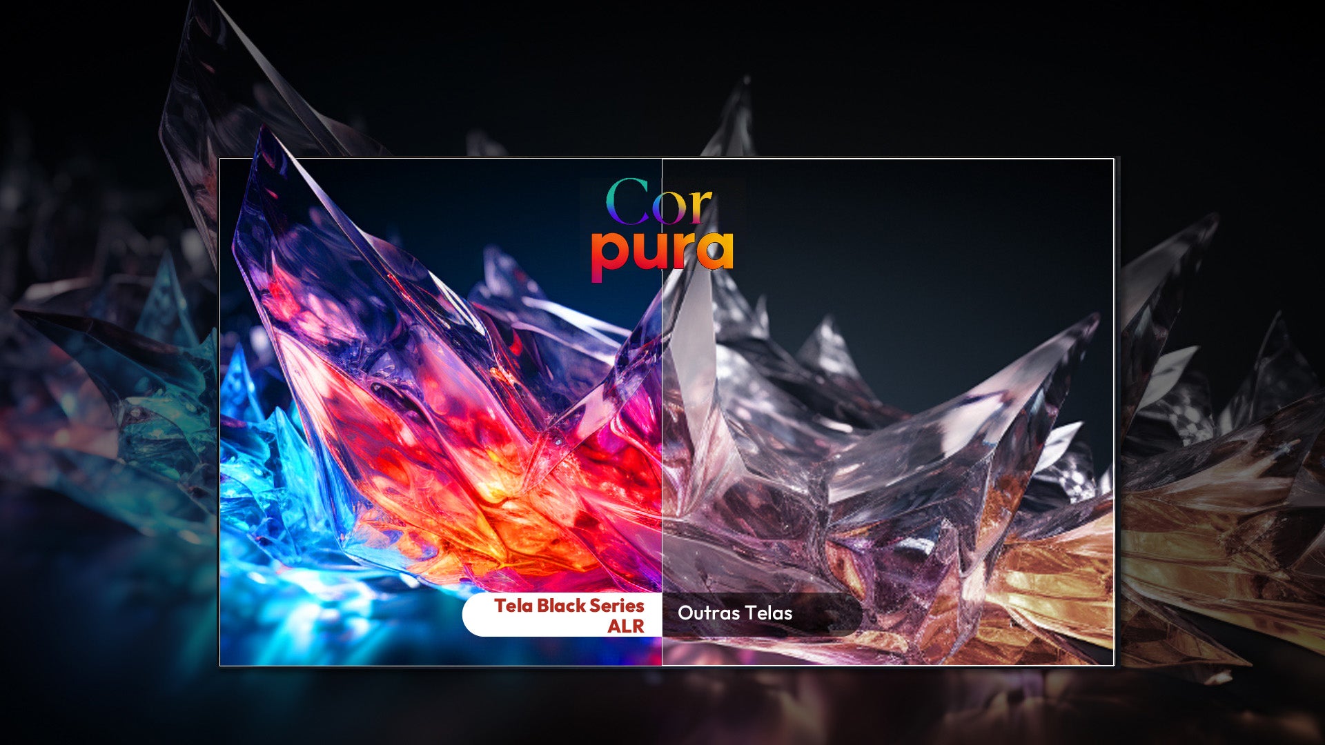 NothingProjector Black Series ALR com cores fiéis e vibrantes versus telas comuns.