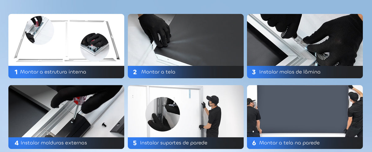 Passo a passo da instalação da tela de projeção PET Crystal Classic
