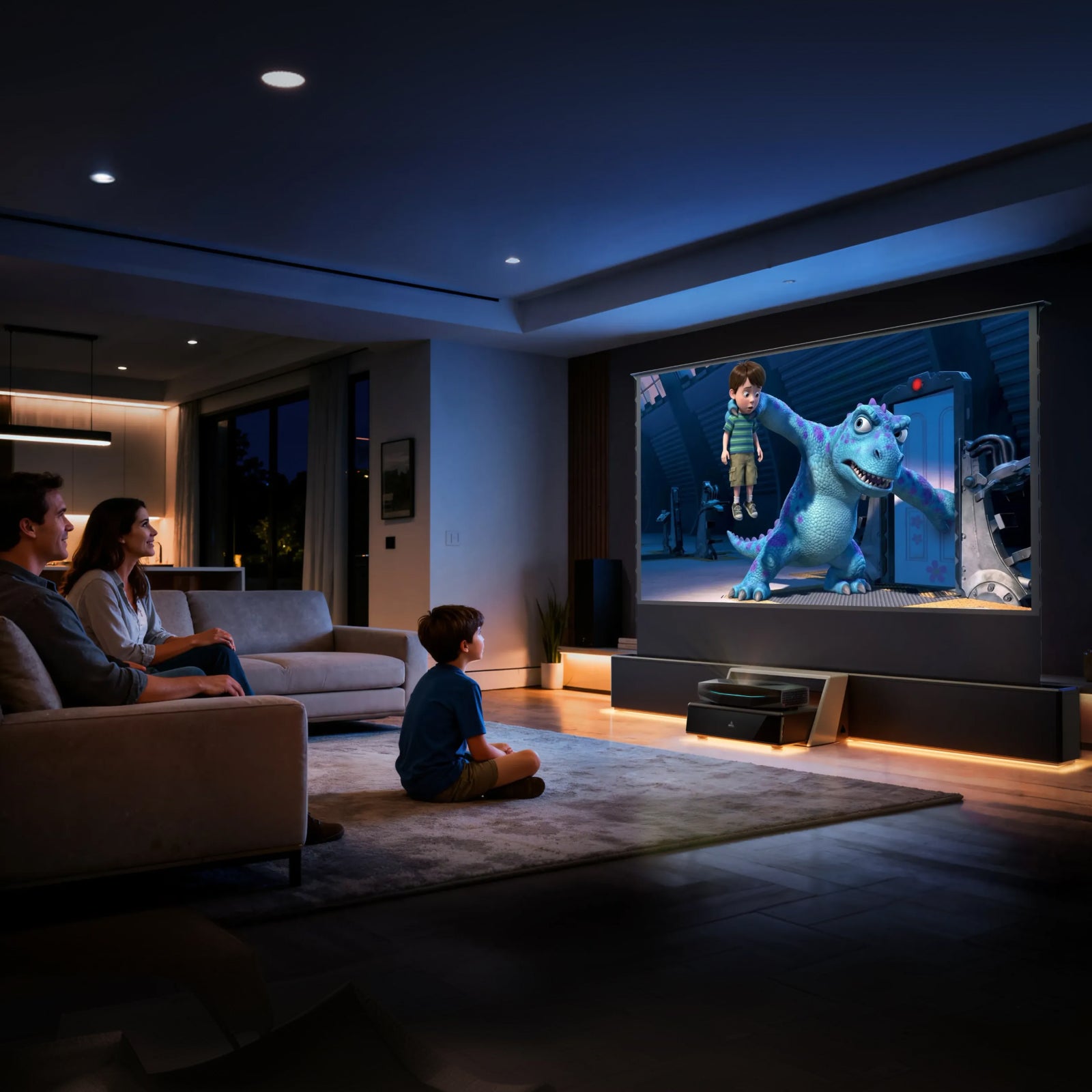 AWOL Vision Aetherion Pro - Projetor Laser RGB de  Ultra Curta Distância 4K com 2600 Lúmens ISO, Dolby Vision 200" IMAX Enhanced e Google TV