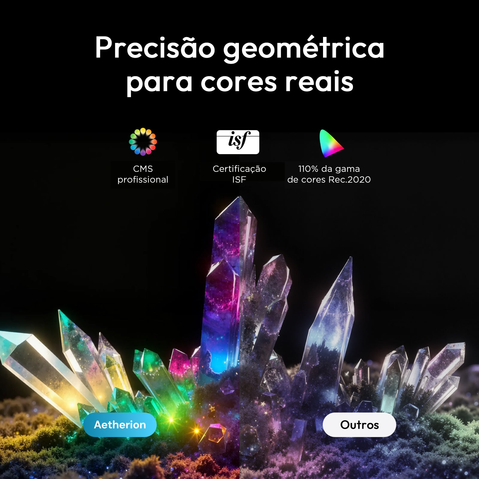 AWOL Vision Aetherion Max - Projetor Laser RGB 4K de Ultra Curta Distância com 3300 Lúmens ISO, Tela de até 200", Contraste 6000:1, Dolby Vision para Games, Latência de 1ms e Google TV