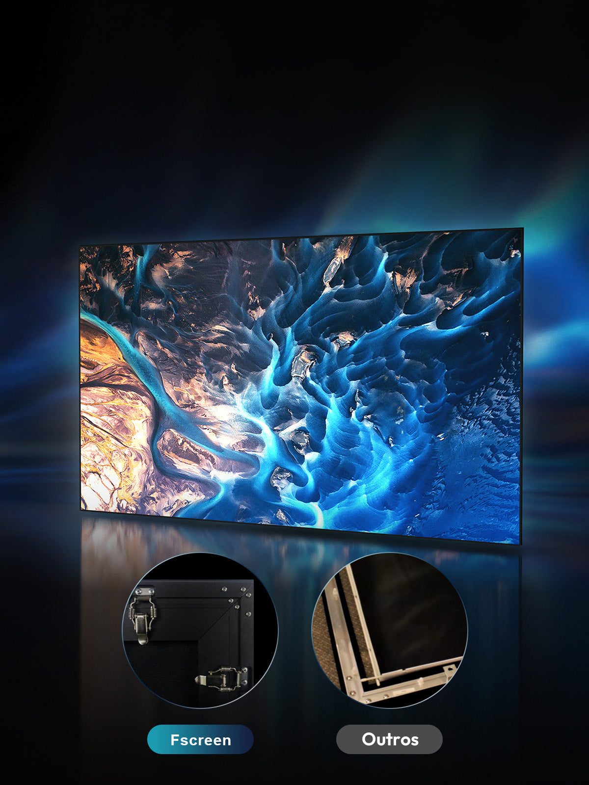 Tela Fixa Fresnel de 4ª geração com brilho, contraste e rejeição de luz ambiente aprimorados.