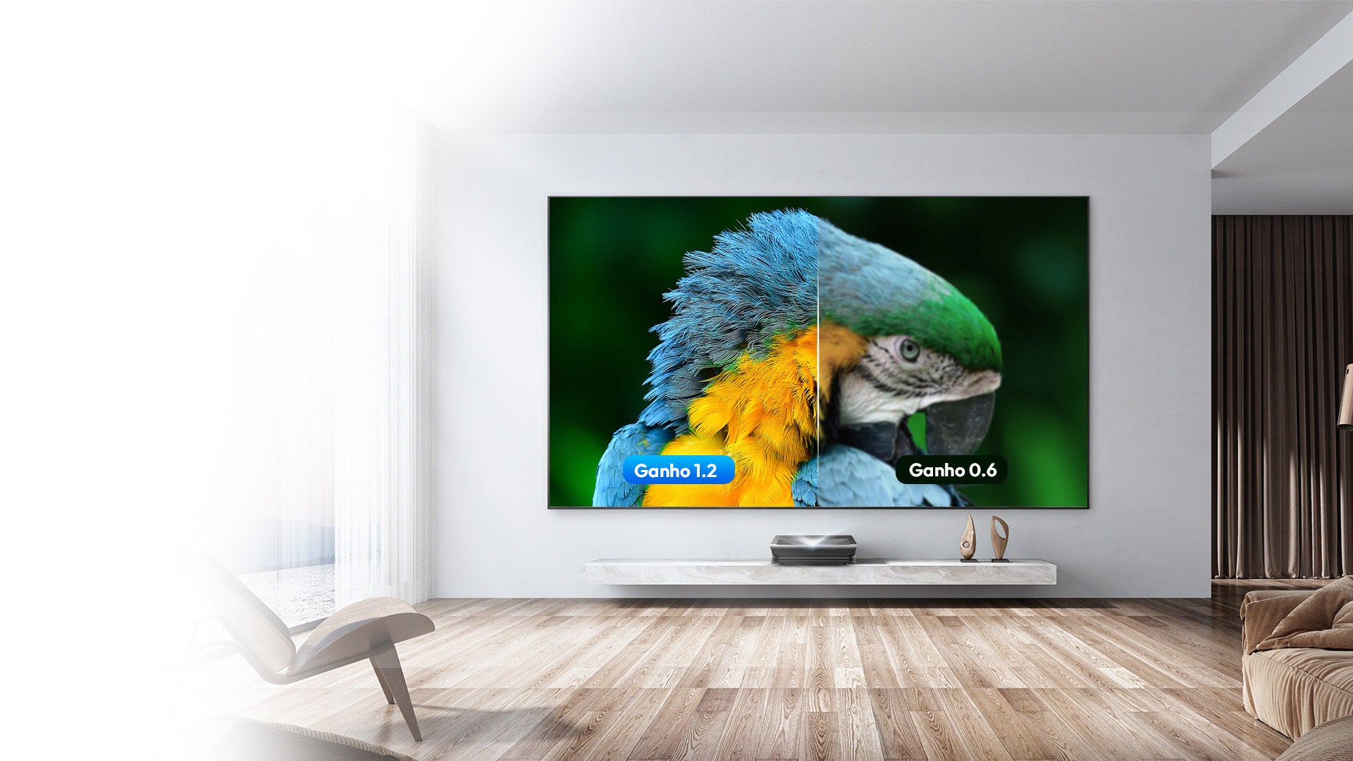 Tela Fresnel ALR com ganho de 1.2 entregando 50% mais contraste e cores mais vibrantes que modelos de ganho 0.6.