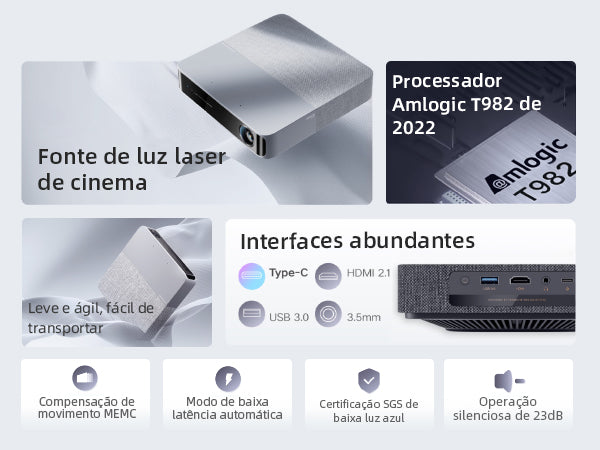 Formovie S5 - Mini Projetor a Laser ALPD 1080P com 1100 Lúmens ANSI, MEMC, HDR10, Som Denon e Android TV