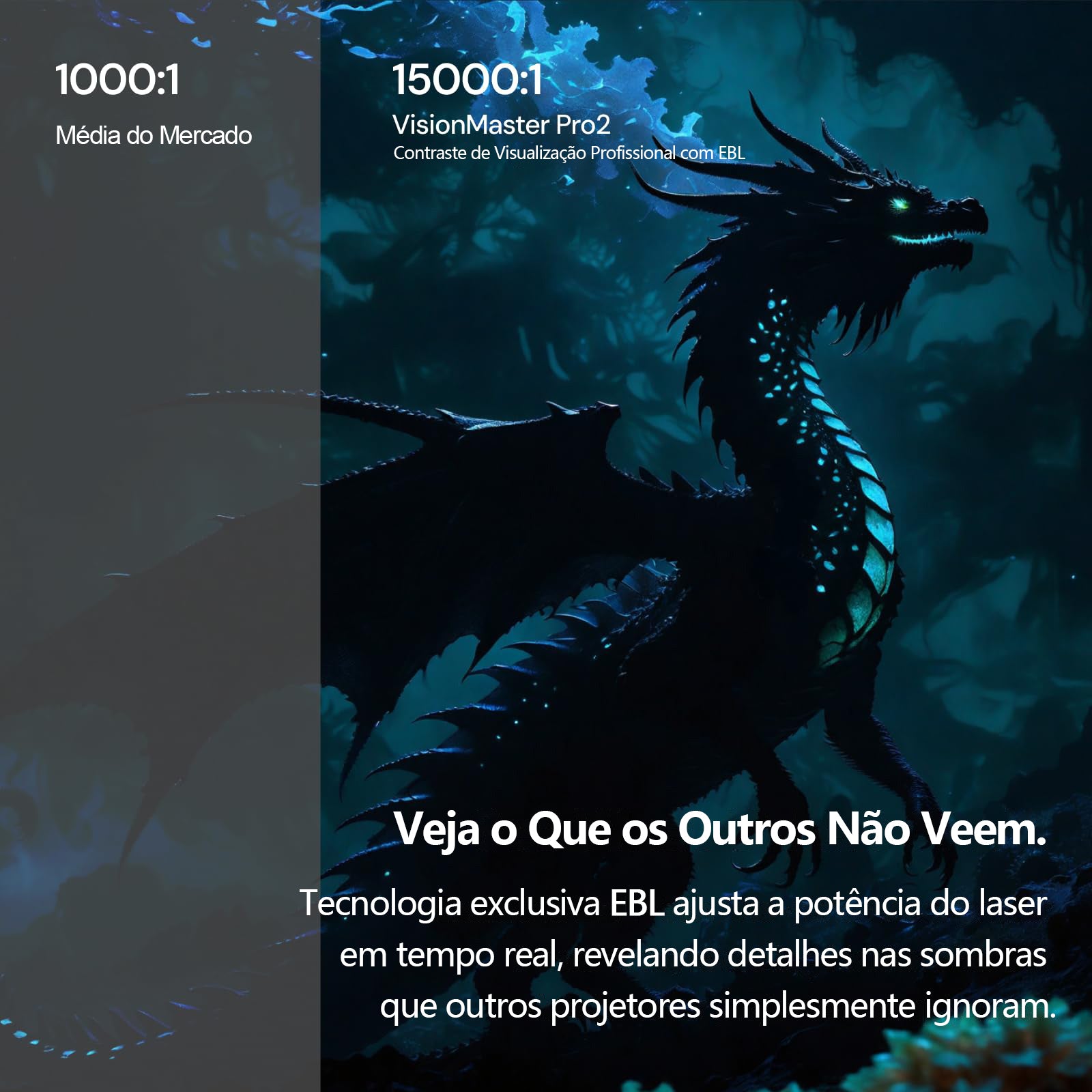 Valerion VisionMaster Pro 2 -  Projetor de Longa Distância 4K Laser 3D Triplo RGB 3000 Lúmens ISO 300" IMAX