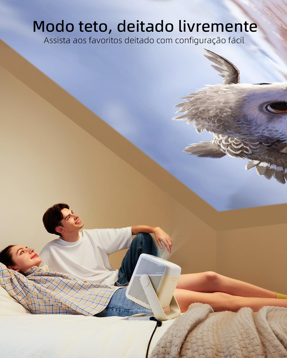 Projetor JMGO N1S Nano de Lançamento Longo com LED, Google TV e 460 Lúmens ISO