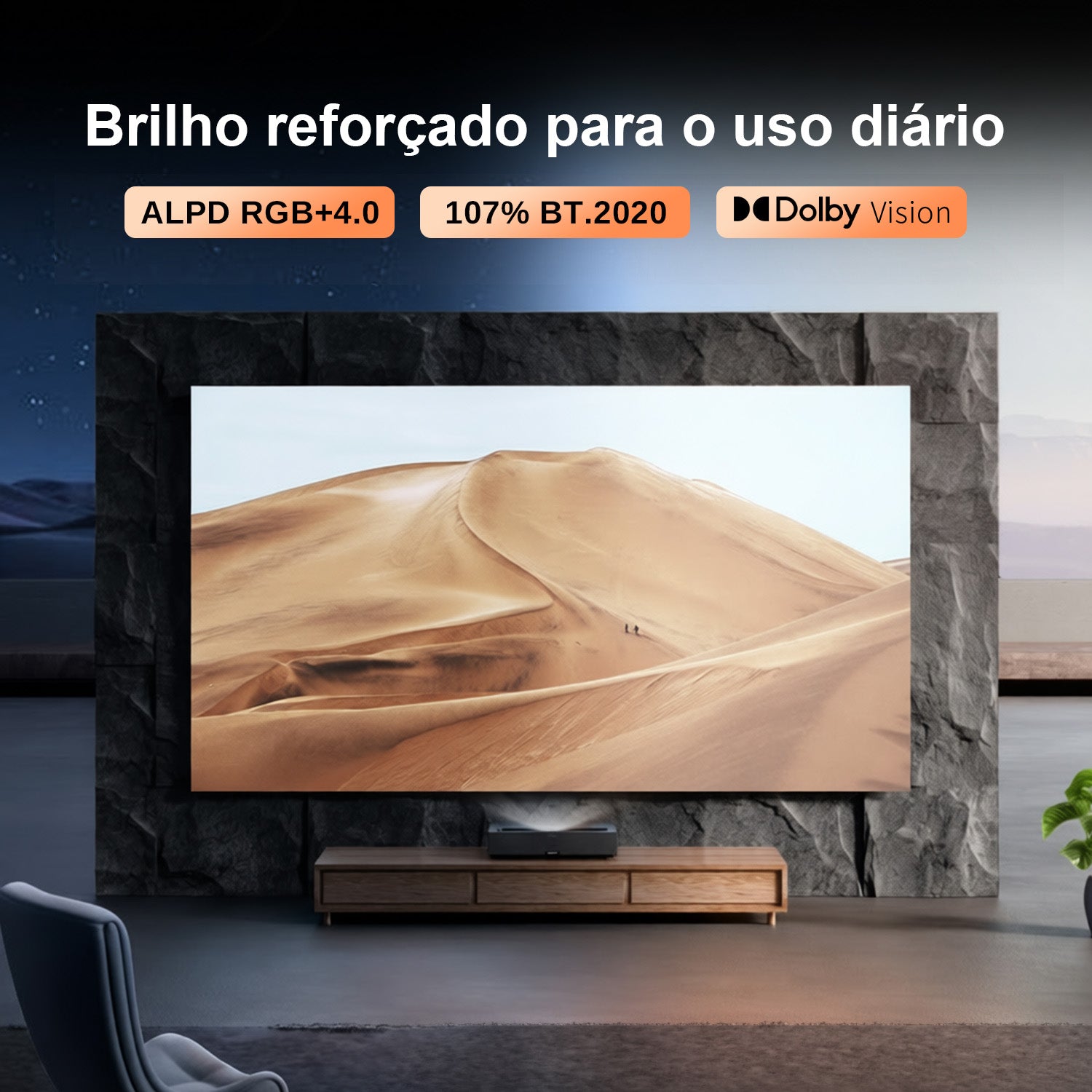 (FS) Formovie Theater Premium - Projetor de Ultra Curta Distância 4K Laser Triplo ALPD 3D RGB 2200 Lúmens ISO Dolby Vision HDR10+