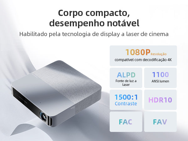 Formovie S5 - Mini Projetor a Laser ALPD 1080P com 1100 Lúmens ANSI, MEMC, HDR10, Som Denon e Android TV