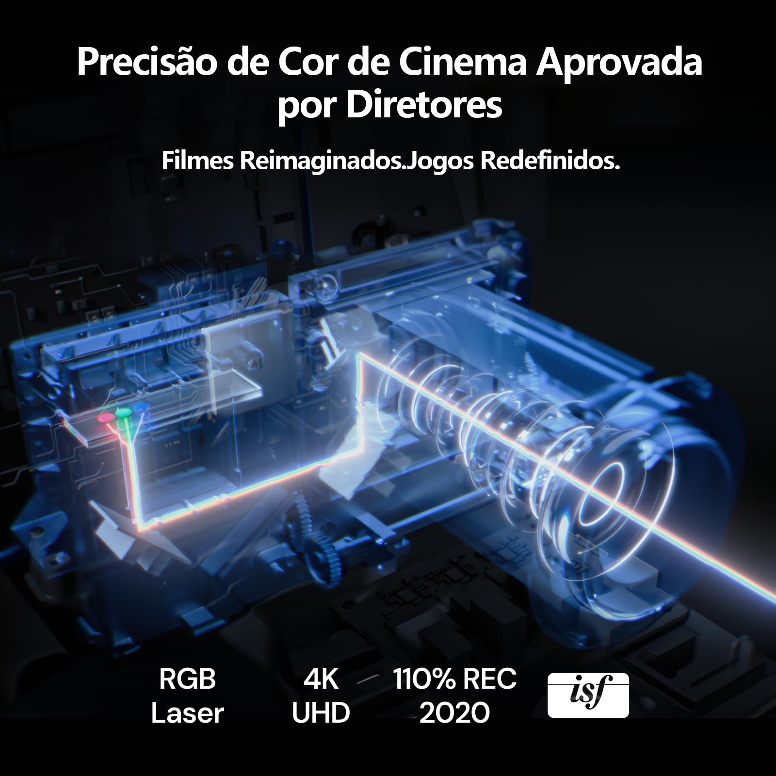 Valerion VisionMaster Pro 2 -  Projetor de Longa Distância 4K Laser 3D Triplo RGB 3000 Lúmens ISO 300" IMAX