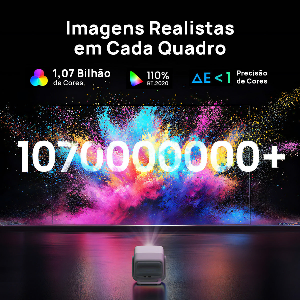 JMGO N3 SE - Projetor Gimbal Portátil 1080P com Laser Triplo, 1700 Lúmens ISO, Google TV com Netflix Nativo, Dolby Audio e Design Compacto