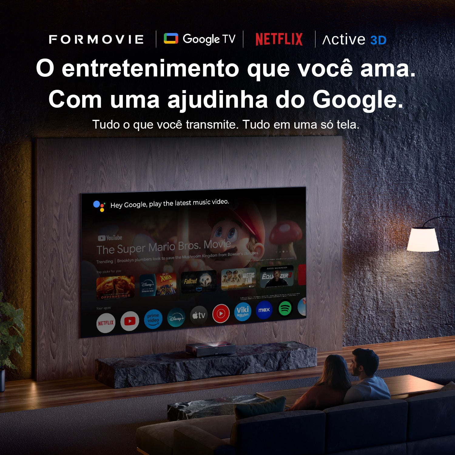 (FS) Formovie Theater Premium - Projetor de Ultra Curta Distância 4K Laser Triplo ALPD 3D RGB 2200 Lúmens ISO Dolby Vision HDR10+