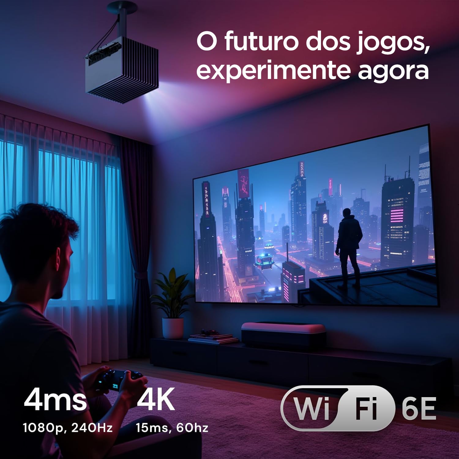 Valerion StreamMaster Plus 2 - Projetor Laser de Longa Distância DLP 4K 3D Triplo RGB 2000 Lúmens ISO