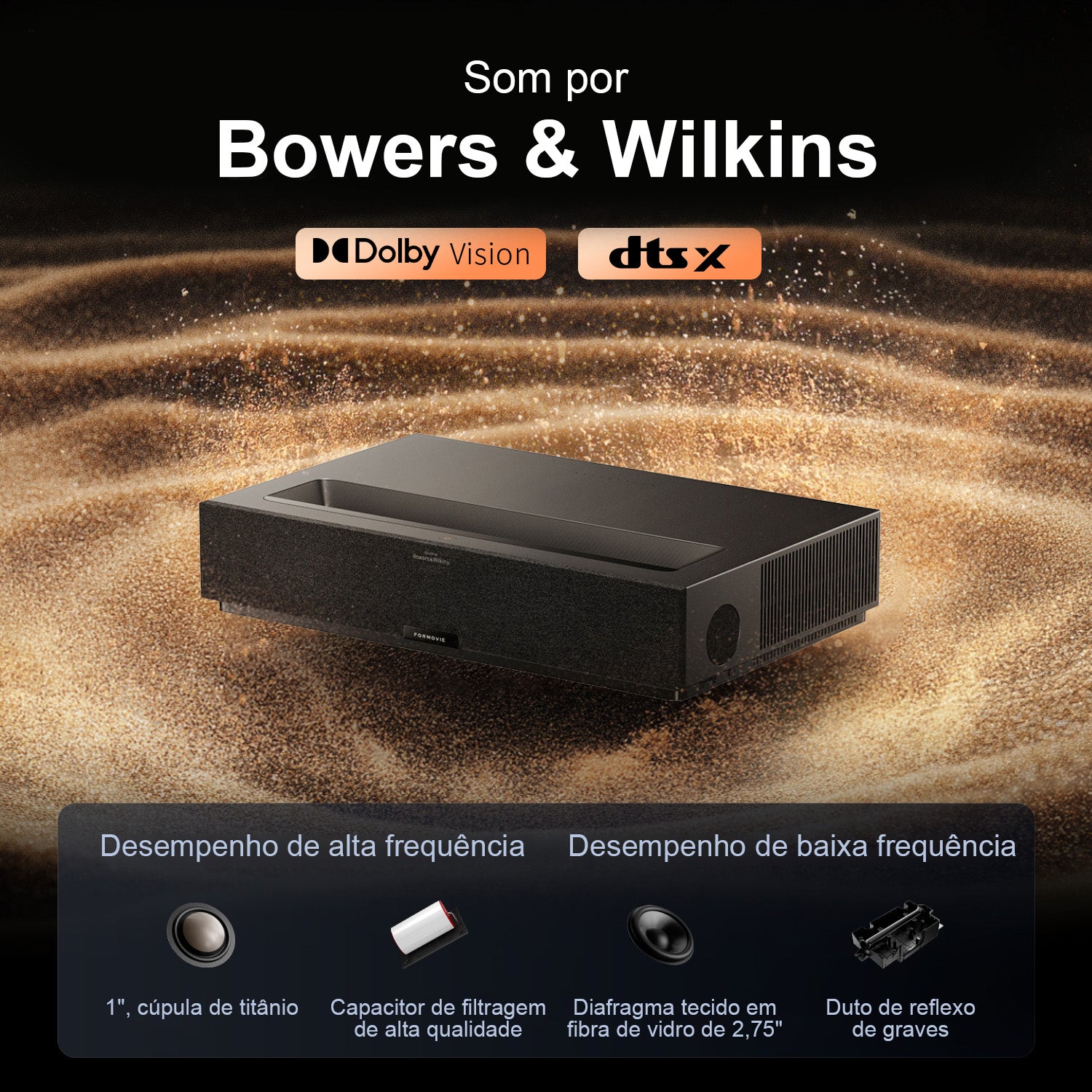 Formovie Theater Premium - Projetor de Ultra Curta Distância 4K Laser Triplo ALPD 3D RGB 2200 Lúmens ISO Dolby Vision HDR10+