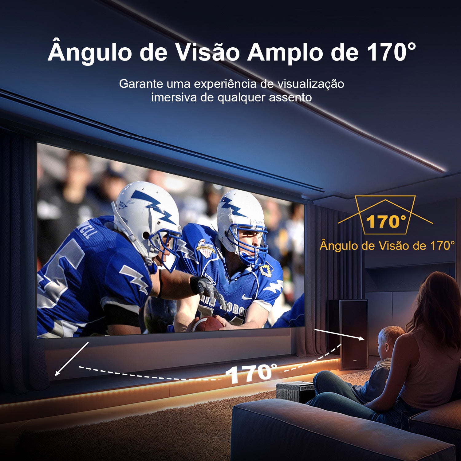 Tela NothingProjector 4K ALR com ampla visibilidade lateral de 170°