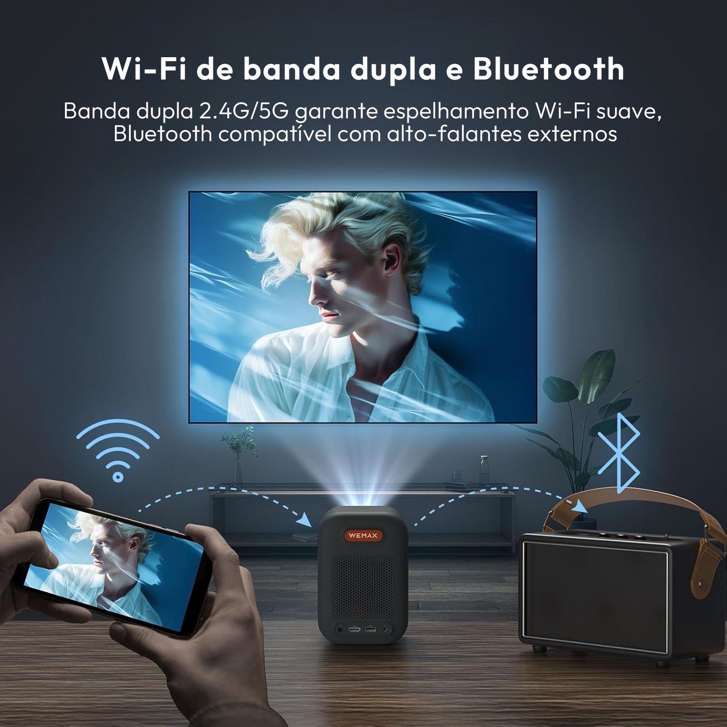 Formovie Xming Episode One - Mini Projetor Portátil LED 1080p com Google TV e Netflix e 150 Lúmens CVIA