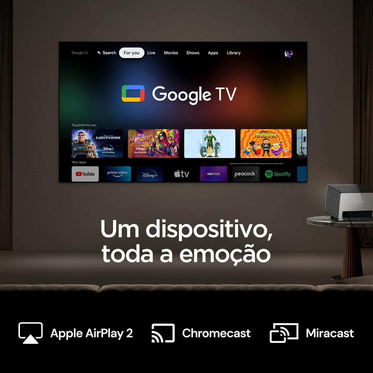 Valerion StreamMaster Plus 2 - Projetor Laser de Longa Distância DLP 4K 3D Triplo RGB 2000 Lúmens ISO