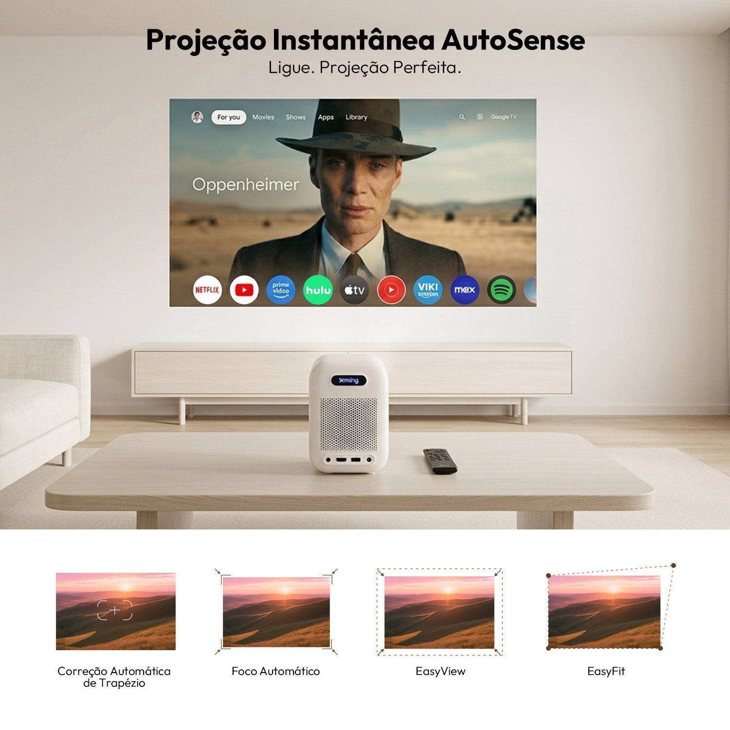 Formovie Xming Episode Two - Projetor Google TV Full HD 1080P com 300 Lúmens ISO e Netflix Licenciada
