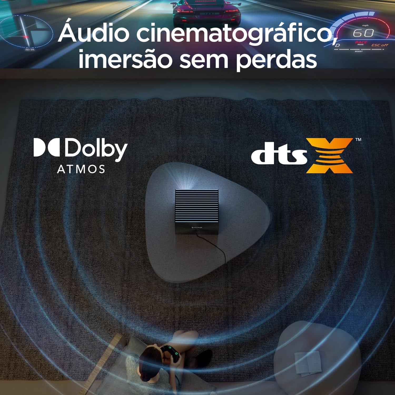 Valerion StreamMaster Plus 2 - Projetor Laser de Longa Distância DLP 4K 3D Triplo RGB 2000 Lúmens ISO