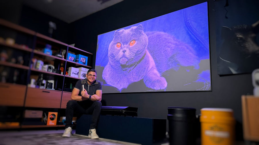 MONTEI UM CINEMA EM CASA AQUI NO ESTÚDIO GT! Troquei a TV 4K por um PROJETOR 4K