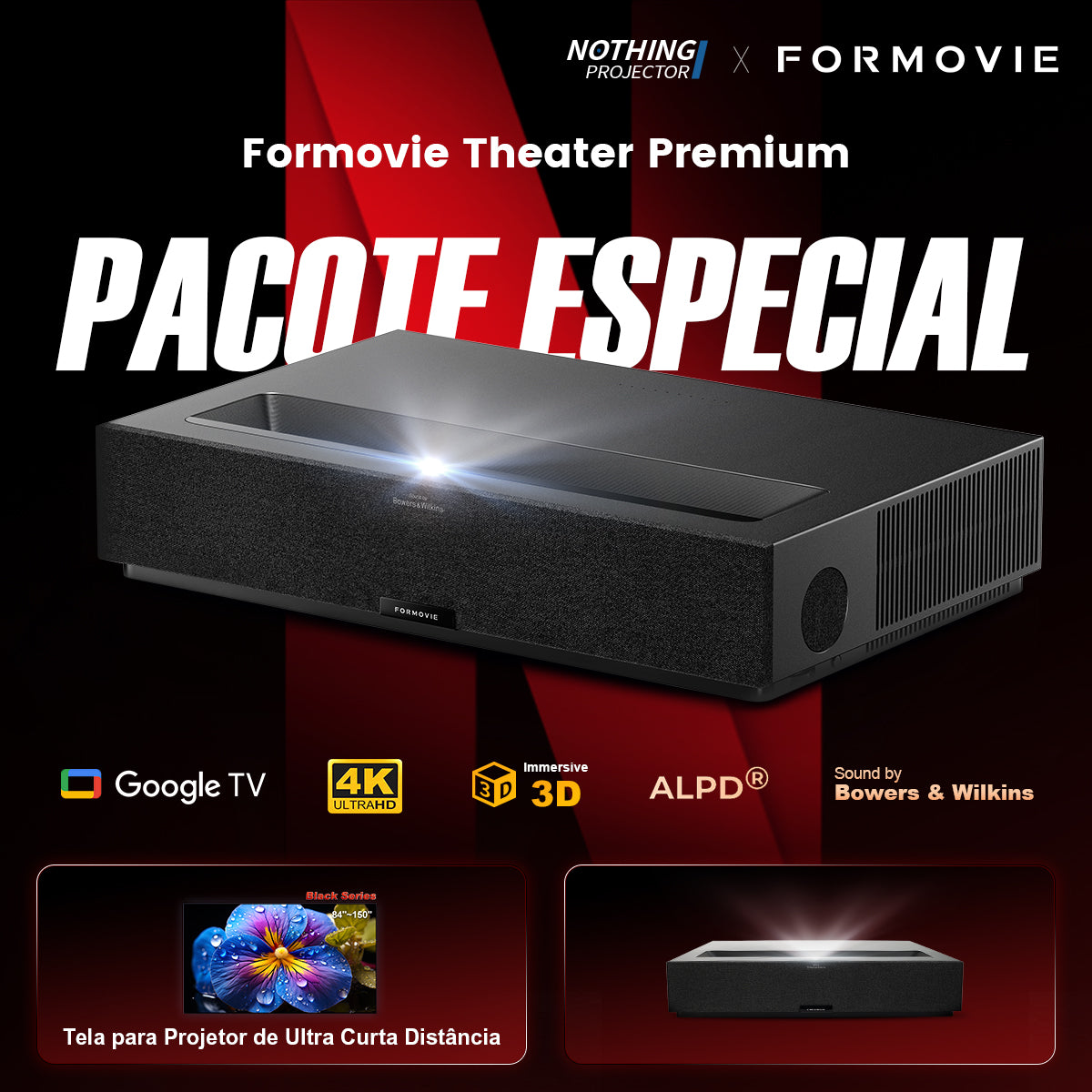 FS-Formovie Theater Premium Laser 4K TV Projetor de ultracurta distância
